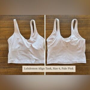 Lululemon Align Tank Pale Pink Size 6 Yoga Crop Top Built-In Bra